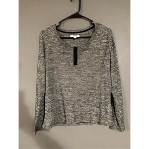 Sonoma Grey Scoop Neck Long Sleeve Top Size Small